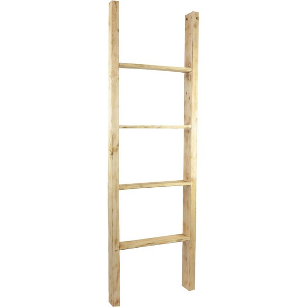 Ekena Millwork 19"W x 60"H x 3 1/2"D Vintage Farmhouse 4 Rung Ladder, Barnwood Decor Collection, Natural Barnwood DECR019X060X04LDRUF - main